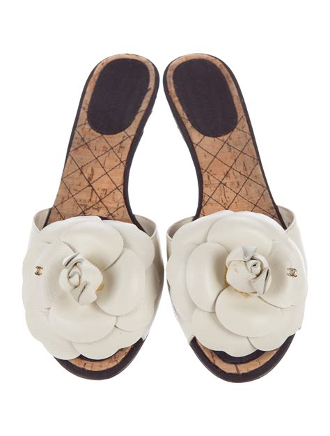 chanel camellia shoes|chanel camellia slide sandals.